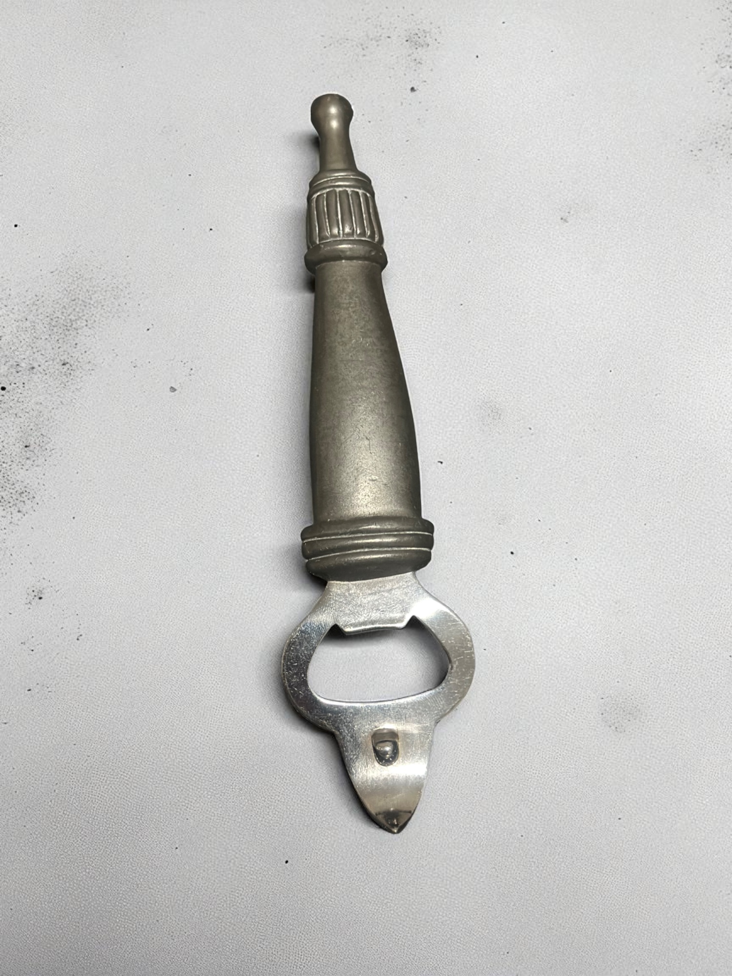 Carrol Boyes pewter bottle opener with signature handl