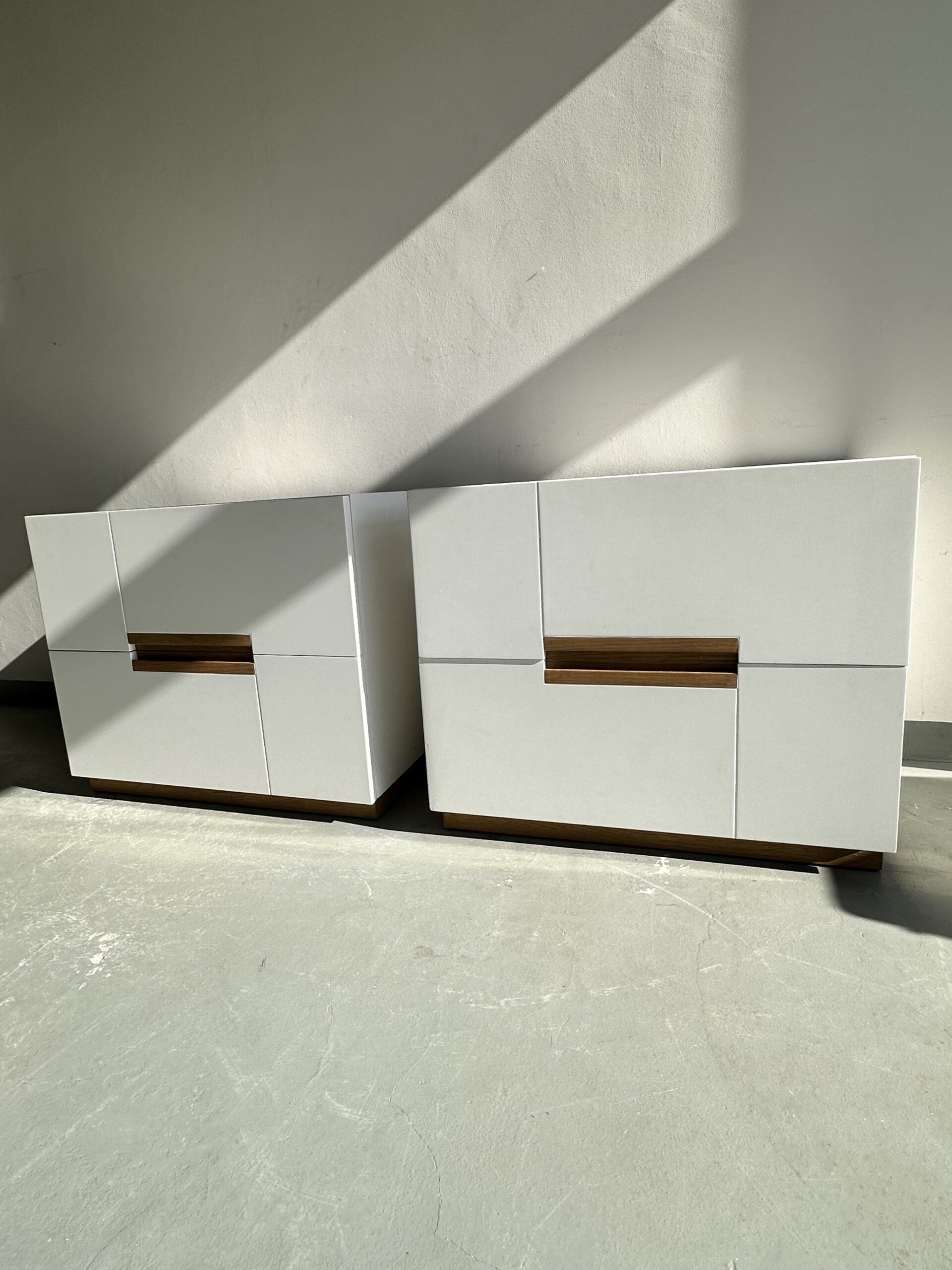 Pair of Modern White Bedside Pedestals with Oak Detail – Scandinavian Contemporary Design - Image 5