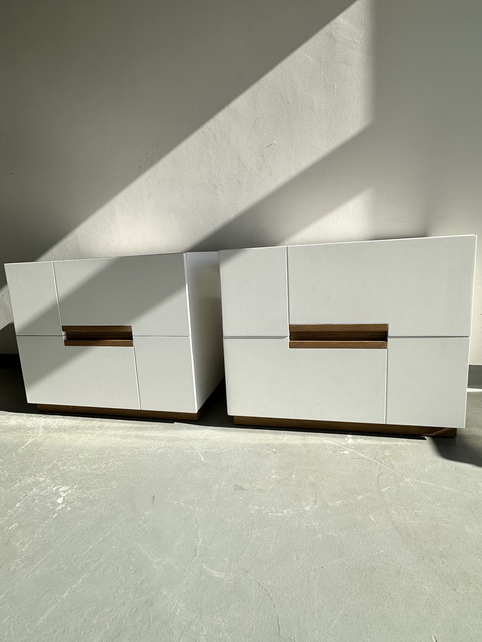 Pair of Modern White Bedside Pedestals with Oak Detail – Scandinavian Contemporary Design - Image 6
