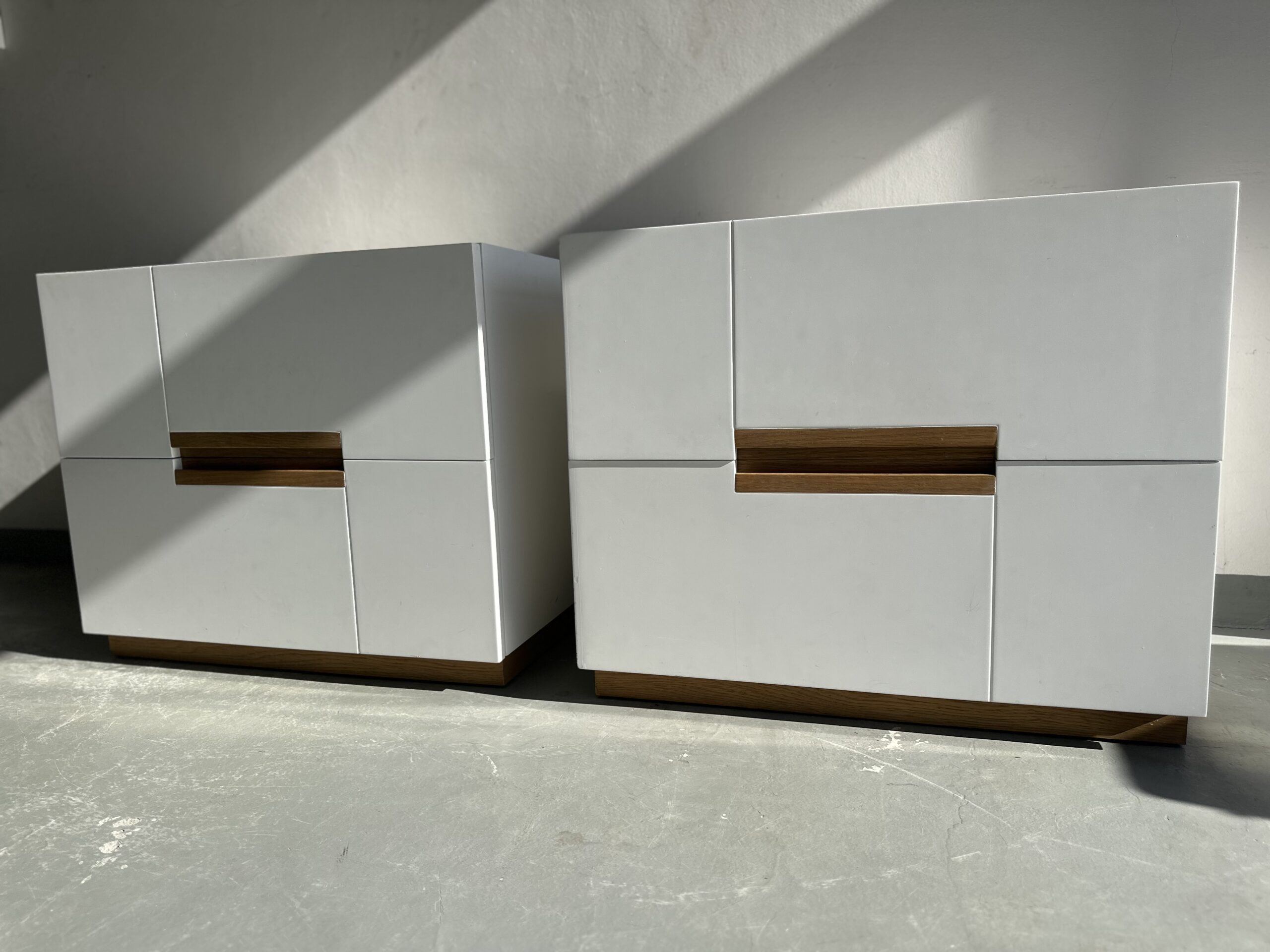 Pair of Modern White Bedside Pedestals with Oak Detail – Scandinavian Contemporary Design - Image 7