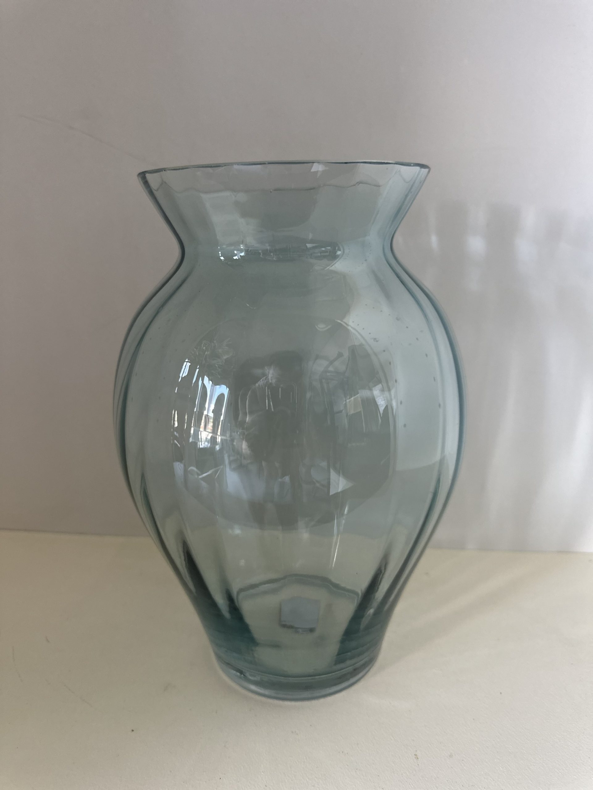 Amica Designs mouth blown glass vase - light blue ribbed - Image 4