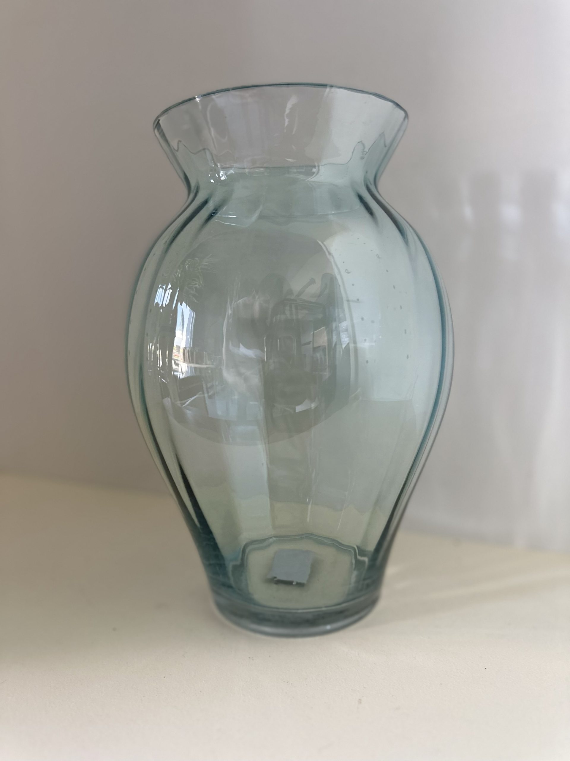 Amica Designs mouth blown glass vase - light blue ribbed