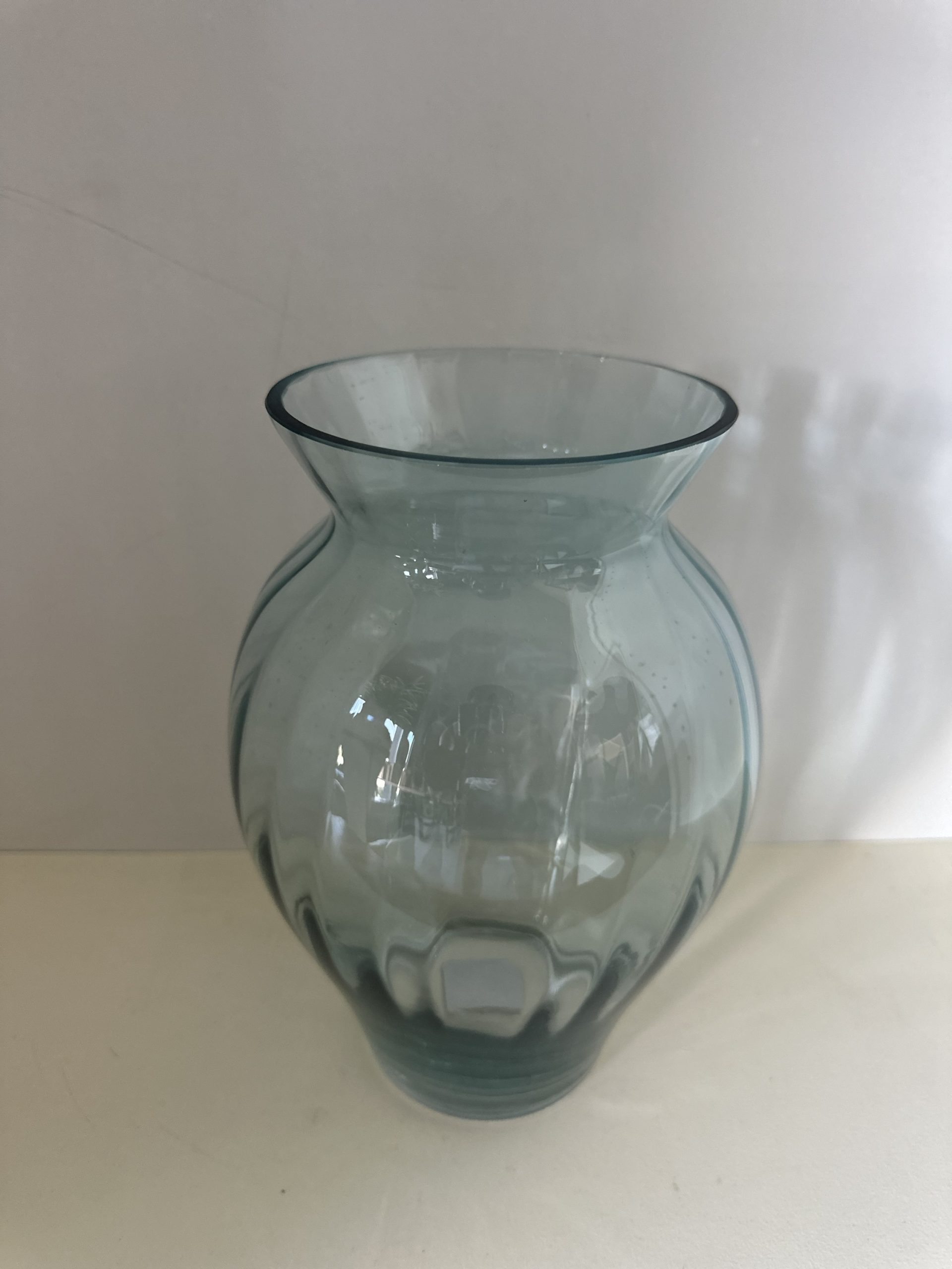 Amica Designs mouth blown glass vase - light blue ribbed - Image 3
