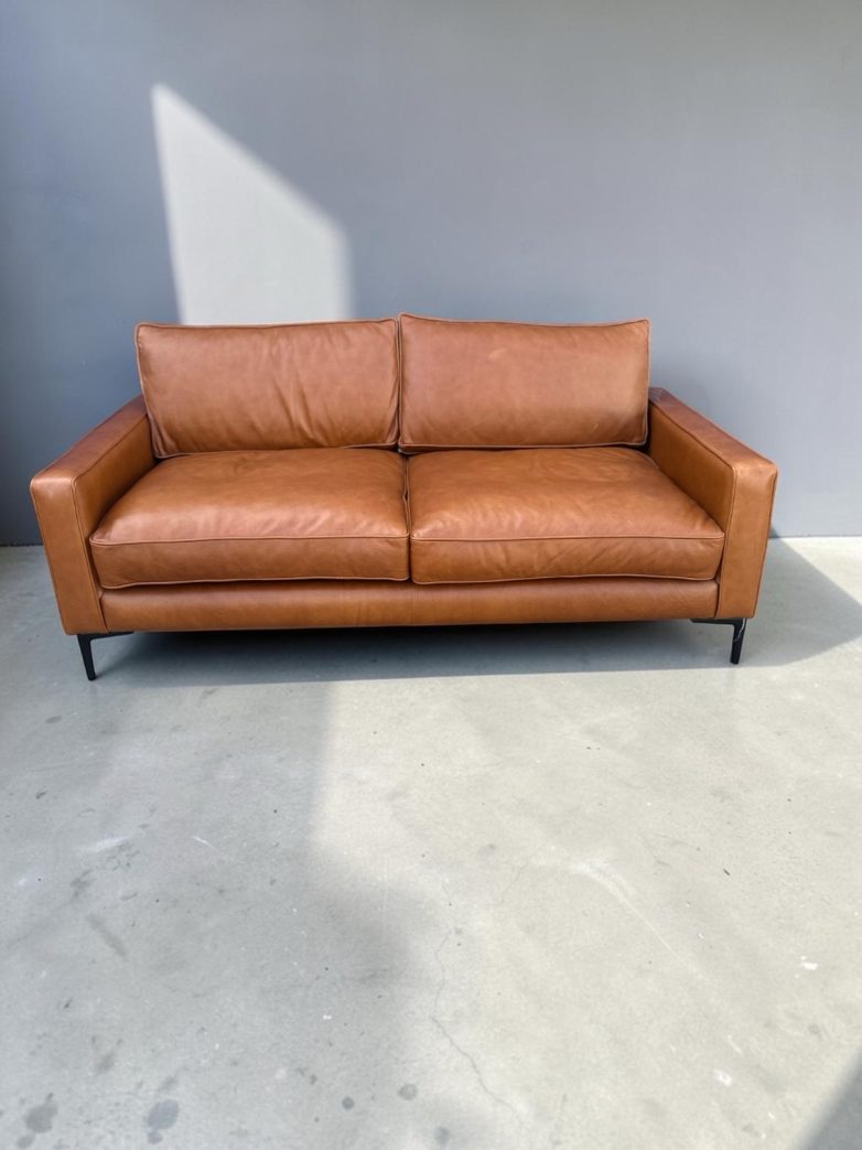 1.8 metre Brazilian leather couch tan