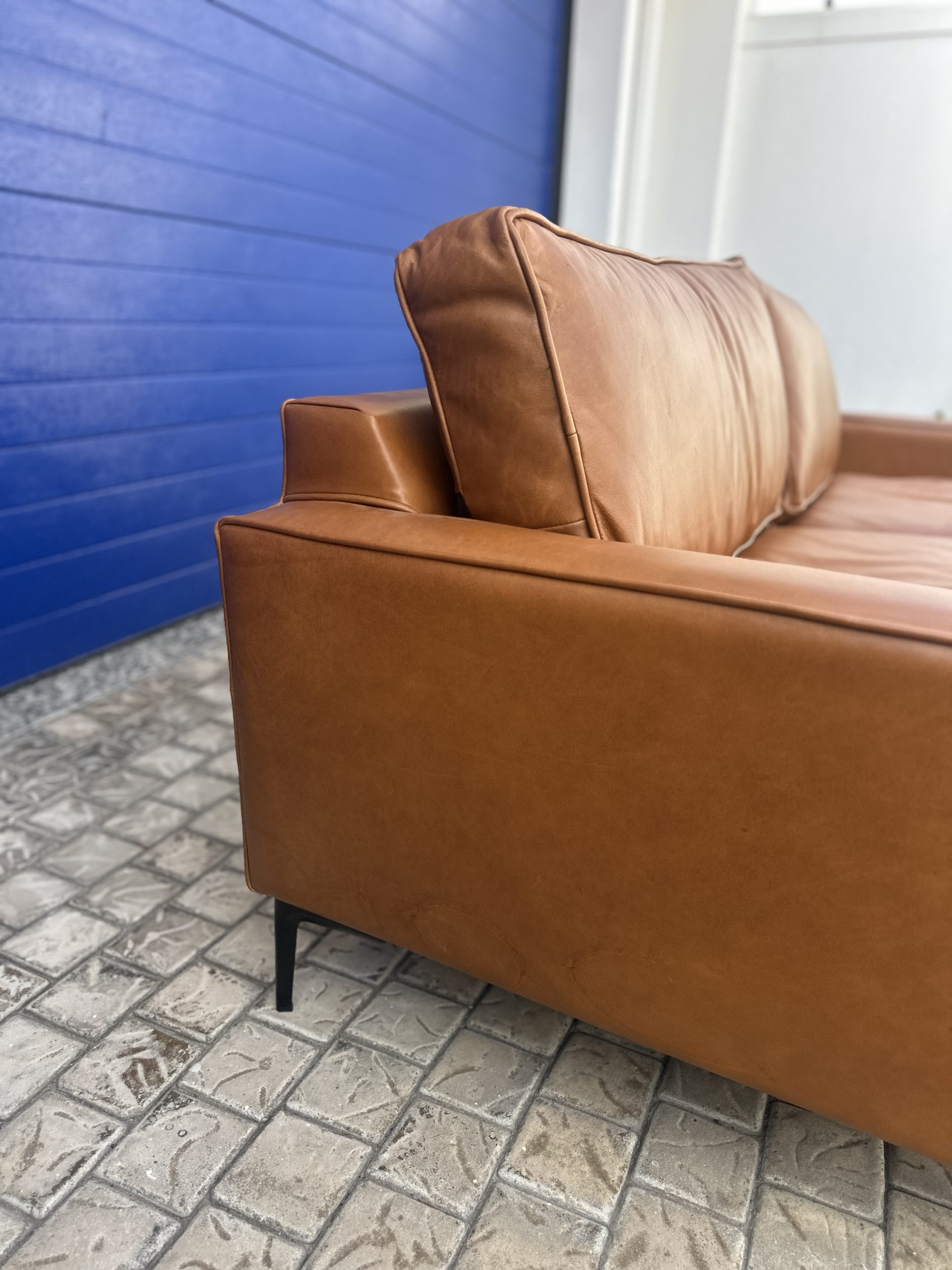 1.8 metre Brazilian leather couch tan - Image 3