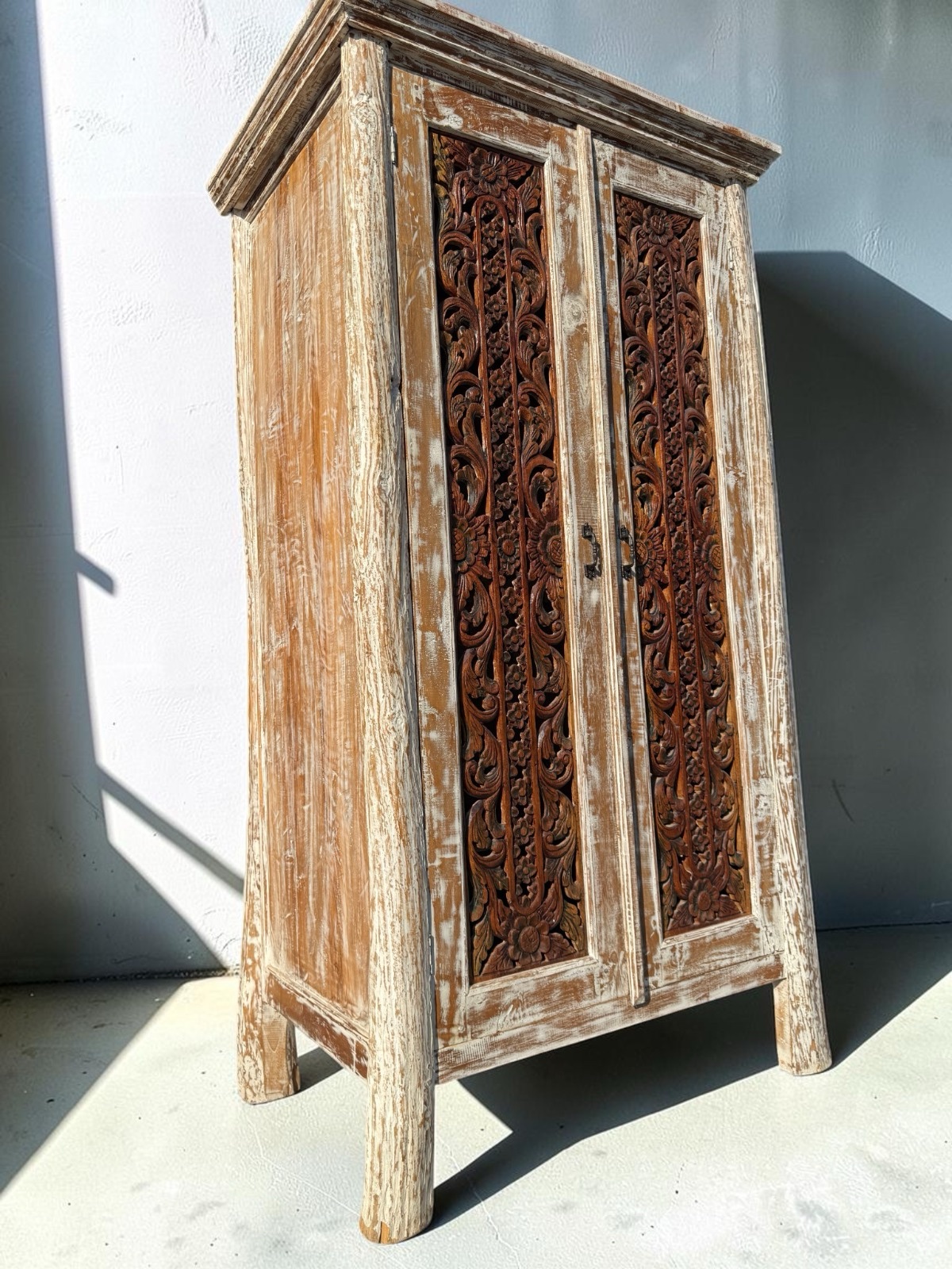Sotran Dekorativ Hand Carved Solid Wood Armoire - Image 4