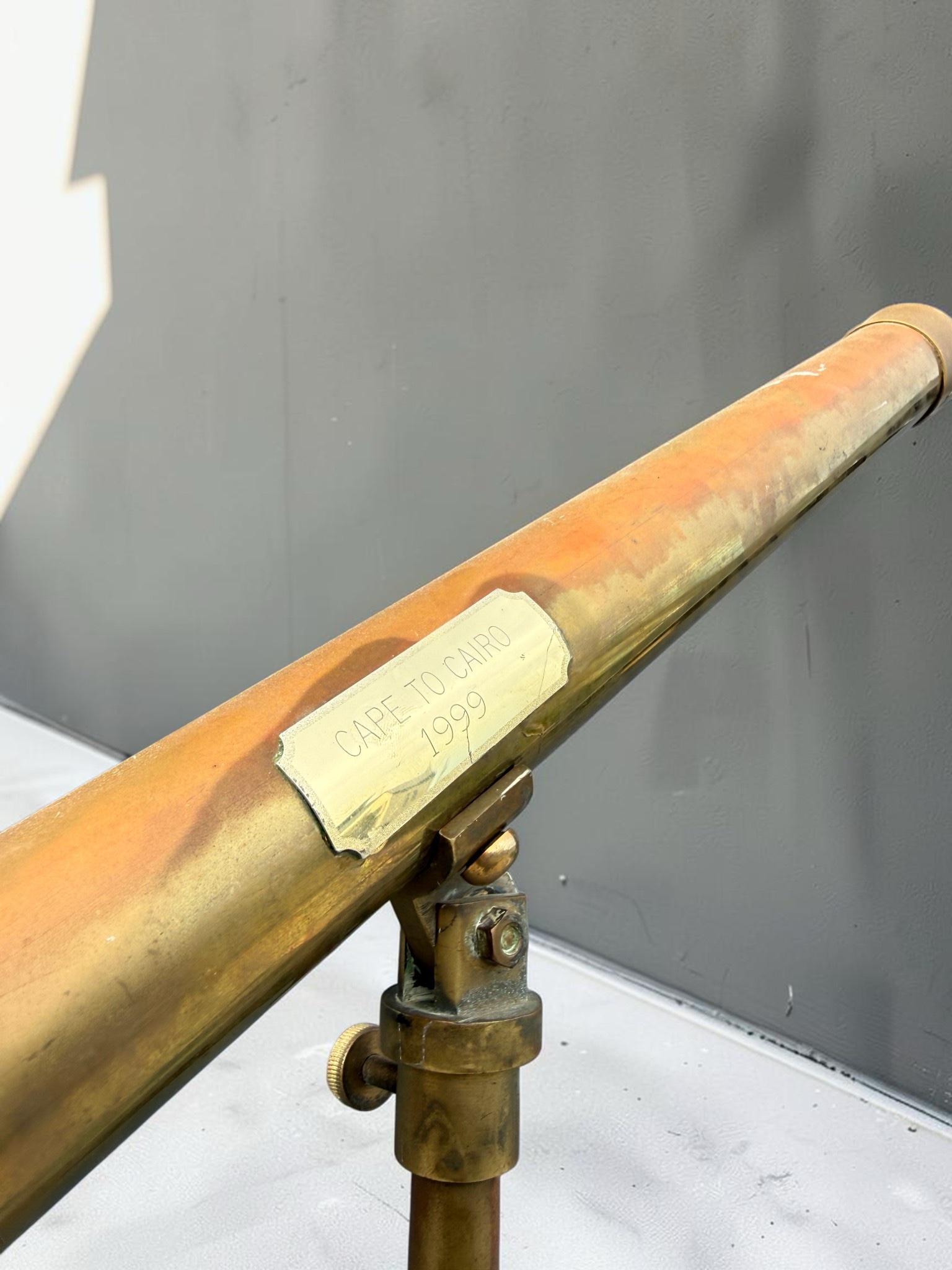 Antique Brass Telescope on Stand Cape to Cairo 1999 - Image 6